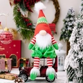 Christmas gnome doll with red green hat sitting on red vintage car festive ornament - Red/Green Sharp Hat Hanging Leg [H Male]