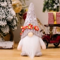 Christmas gnome plush ornament with grey knitted hat and snowflake patterns - Gray