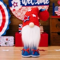 Patriotic July 4th gnome plush in red, white, and blue with stars and bows - Red Hat Style (Independence Day Standing Gnome)