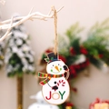Christmas snowman wooden pendant with JOY text hanging on a tree branch for decoration - Snowman JOY Style