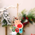 Wooden Christmas reindeer ornament with striped scarf and JOY sign on rustic twine - Reindeer JOY Style