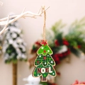 Green wooden Christmas tree ornament with NOEL text and checkered pattern detail - Christmas Tree NOEL Style