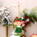 Wooden Christmas elf hanging ornament with festive red and green colors on a tree branch - Christmas Elf