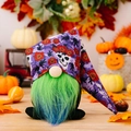 Halloween faceless gnome with purple skull hat and bright green beard plush toy - Green Beard Purple Hat Style