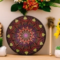 Bohemian mandala frame drum with colorful symmetric patterns and wooden mallet accessory - Bohemian Style