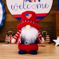 Patriotic gnome plush with red hat and flag heart for Independence Day decoration - Independence Day Plush Top Hat Standing Gnome Male Style (Beard)