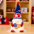 Gnomo patriótico con luz LED cálida y decoración de corazón con estrella bandera de EE. UU. - Gorro De Punto Con Corazón Estilo Luminoso