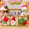 Summer gnome and watermelon wooden pendants set in a 3-compartment storage box - Watermelon Style A