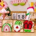Summer wooden hanging ornaments set with gnome, rainbow, and watermelon flip-flop designs - Watermelon Style B