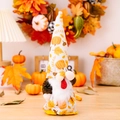 Gnomo de peluche de Acción de Gracias con motivos de calabaza y barba larga blanca - Gnomo de Pavo con Piña de Pino