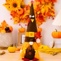 Gnome de récolte dinde avec barbe orange et feuille d'érable pour Thanksgiving - Style Femme avec Ceinture de Dinde