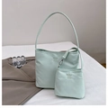 Chic mint green nylon tote bag set with small pouch for daily commute and fashion - Blue