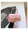 Elegant pink matte leather small crossbody bag with gold metal clasp for women - Pink