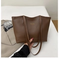 Bolso tote marrón oscuro en cuero sintético con estampado NEW YORK dorado - Café