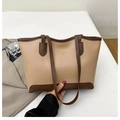 Bolso tote de moda en beige y marrón oscuro con letras doradas de NEW YORK - Caqui Oscuro