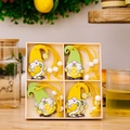 Set de 4 gnomos de madera con tema de limón en caja para decoración de verano - Estilo Gnomos con Sombreros Multicolor (Estilo C)