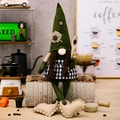 Green pointed hat coffee gnome plush doll with long braids and wooden spoon detail - Green Pointed Hat Coffee Gnome Female