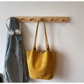 Ginger yellow suede tote bag with long handles hanging on a wooden wall hook - No Pendant / Yellow
