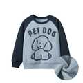 Felpa in pile per bambini a maniche lunghe con design color-block blu e grafica cane - 130cm / Blu Acqua/Blu Notte