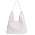 White woven tote bag with intricate texture and large capacity for women - White