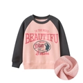 Sudadera de niña rosa y gris con forro polar y estampado gráfico de oso - 130cm / Rosa/Gris Oscuro