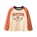Maglietta raglan a maniche lunghe per bambini con maniche arancioni e stampa orso - Albicocca/Arancione Scuro / 130cm