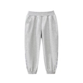 Light gray cotton sports joggers for girls with purple heart print and elastic waist - 90 / Mixed Grey