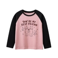 T-shirt raglan da bambina a maniche lunghe rosa e nera con simpatica stampa di gatti - 170cm / Rosa/Nero