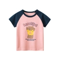 Roze en marineblauw kinder-T-shirt met raglanmouwen en schattige beer-opdruk - 90cm / Roze/Adellijk Blauw