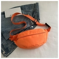 Vibrant orange nylon waist bag with adjustable strap and braided zipper detail - Orange
