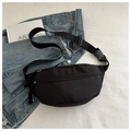 Minimalist black belt bag in nylon with adjustable strap and buckle for casual wear - Black