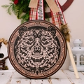 Detailed close-up of shamanic drum featuring symmetric bear totem and soft mallet - Bear Totem Style (Bear Drum)