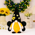 Adorable Bumblebee Day gnome plush toy with black wings and daisy flower details. - Female Style