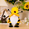 Nain en peluche abeille avec chapeau tricoté tournesol pour décoration de jardin rustique - Style Homme (Barbe Blanche)