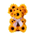 Sunflower bear figurine with yellow petals and a white ribbon bow for garden decor - Sunflower Bear