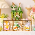 Set di ciondoli pasquali in legno con gnomi in una scatola portaoggetti a tre scomparti - Ciondolo in Legno di Pasqua Box 3 Griglie Stile B