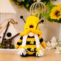 Gnome abeille en peluche avec chapeau de tournesol et rayures pour décoration - Style Féminin (Tresses Blanches)