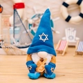 Gnomo di Hanukkah in peluche con cappello blu, Stella di David e accessorio dreidel - Gnomo Ebreo Di Hanukkah Femmina