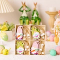 Set de pendentifs gnomes de Pâques en bois dans une boîte à quatre compartiments - Style Gnome A (Boîte en Bois)