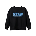 Kids black long sleeve sweatshirt with blue gradient STAR print and ribbed cuffs - 165cm / Black (DT2006)