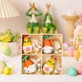 Lot de pendentifs de Pâques en bois avec gnomes et carottes dans une boîte - Style C (Poussin Carotte Boîte en Bois)