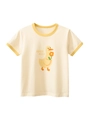 Maglietta per bambini in cotone crema con bordi gialli e stampa di papera - 130cm / Albicocca Beige