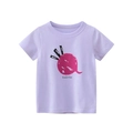 Lavender cotton T-shirt for girls with a cute pink radish cartoon print on the front - 90cm / Purple Radish Style (ht9327)
