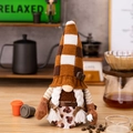 Gnomo di peluche a tema caffè con cappello lavorato a maglia e mini tazza decorata - Cappello a Maglia Corpo Peluche Gnomo Caffè Femmina