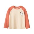 T-shirt per bambini a maniche lunghe raglan rosa arancio con stampa anatroccolo - Albicocca Riso/Arancio Scuro (DT3038) / 160cm