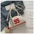 Witte kunstledere halve maantas met rode Los Angeles print en sportieve streepafwerking - Wit