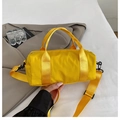 Bright yellow cylinder crossbody bag with matching wide handles and adjustable strap - Large / Yellow