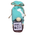 Lake blue knitted gnome doll with dog bone decor and home sign for pet lovers - Lake Blue Knitted Hat Dog Theme Sign Gnome