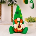 St. Patrick's Day gnome plush with green clover hat and golden horseshoe decor - Female Gnome with Braids and Shamrock