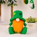 St. Patrick's Day gnome doll with orange beard and green felt hat featuring clover appliques - Male Gnome with Long Beard and Shamrock
